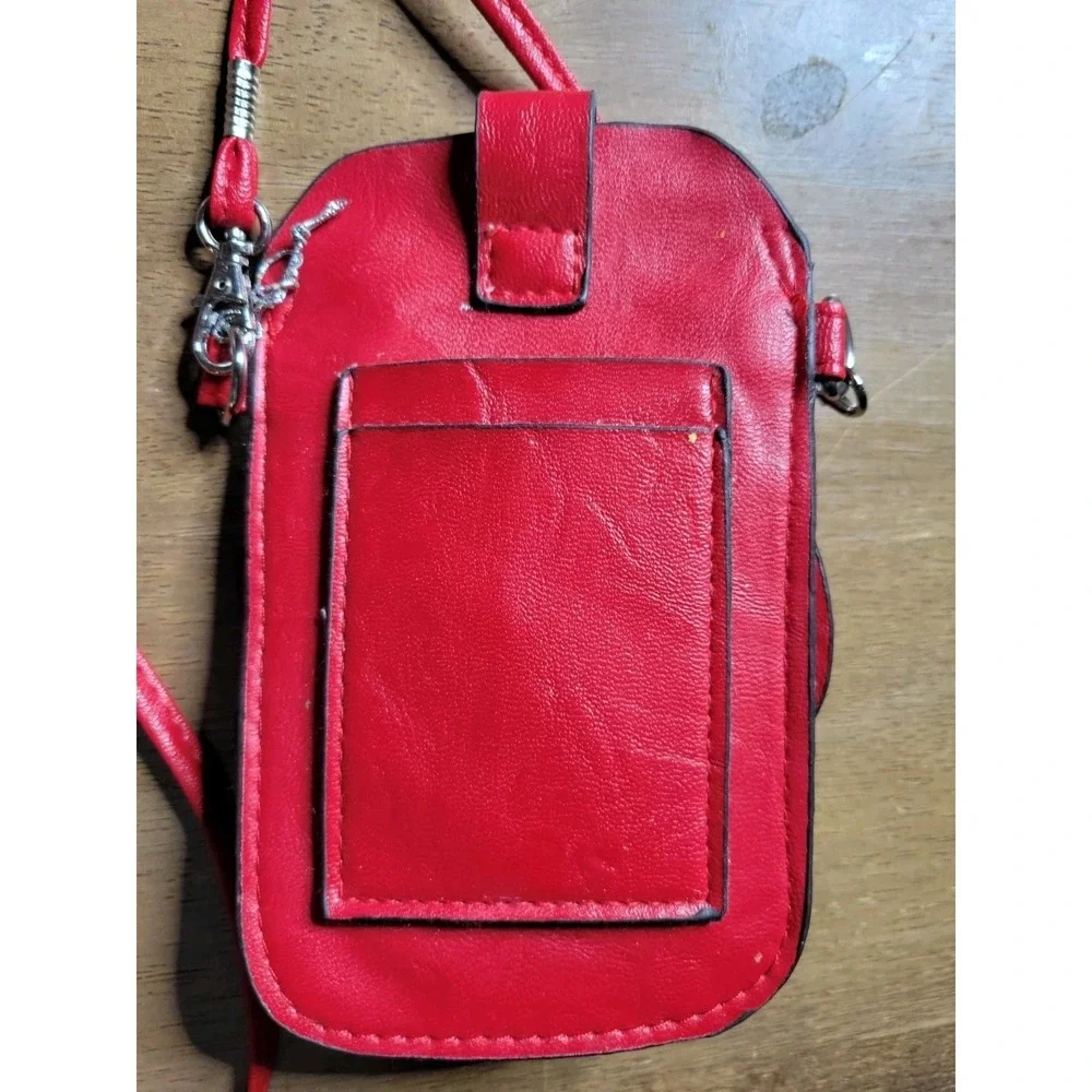 Red 3D Rose Floral Phone Crossbody Bag‎ Tech Pouch with Card Slot